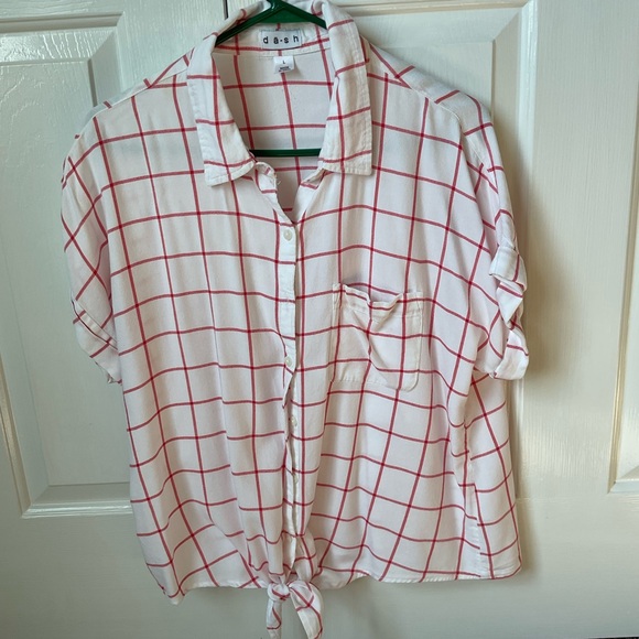Tops - Women's Red and White Checkered Top